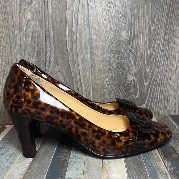 Cole Haan Nike Air Women’s Leopard Print Patent Leather Heels Square Toe Sz. 10B - Picture 5 of 13